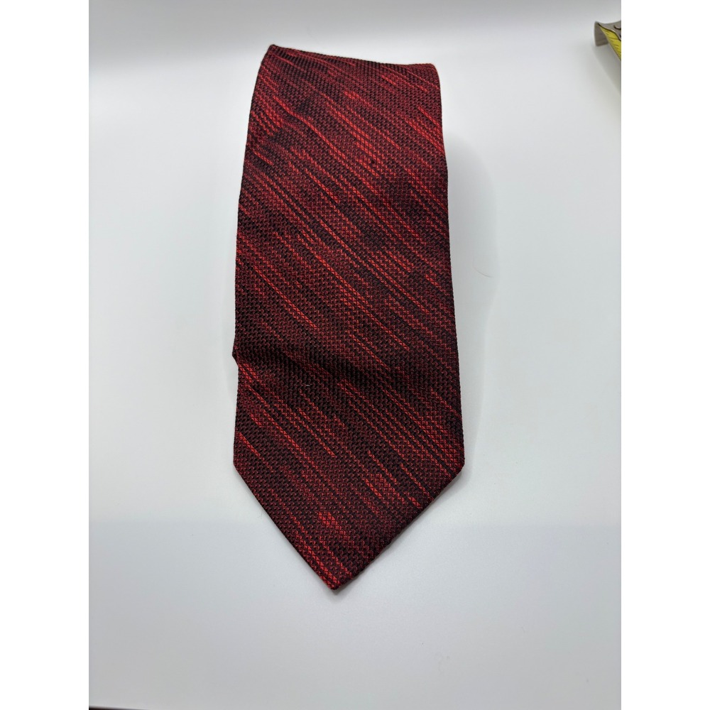 Murano Mens Silk Necktie Red Black Textured Space Dye Pattern ST5TM110 NWT